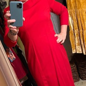 J crew long sleeve red dress